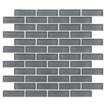 Andova Tiles Enchant-Darling Devon Grey 1-in. x 3-in. Brick Joint Polished Glass Wall & Floor Mosaic Tile Andova Tiles